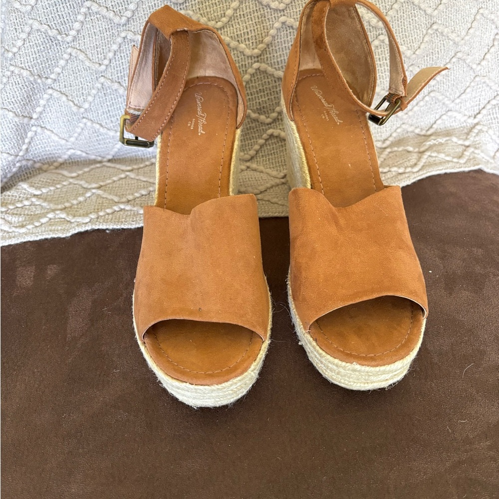 Universal Thread Brown Suede Espadrille Wedge Sandals
